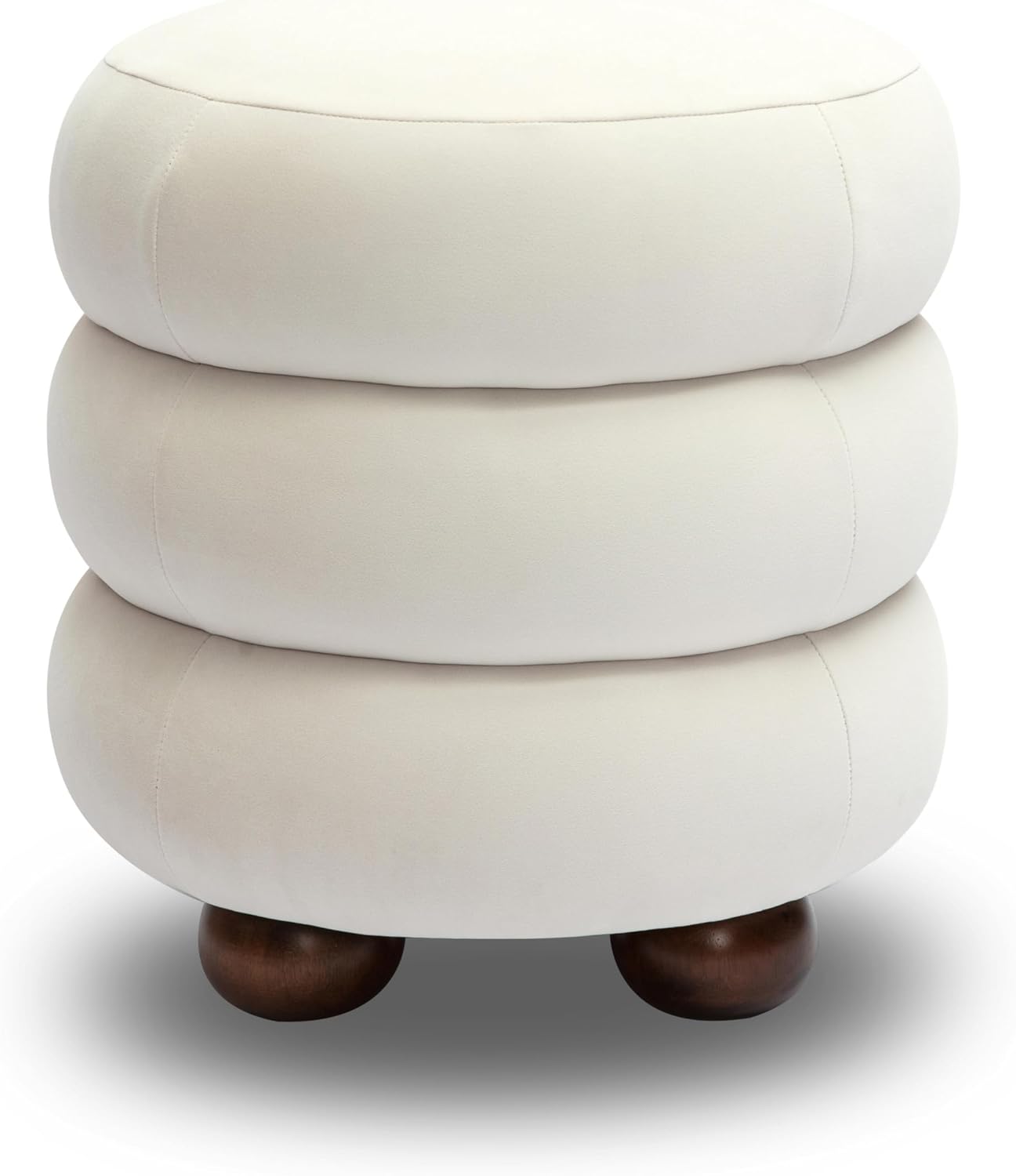 Tov Furniture Stefanie Velvet Ottoman (Cream)