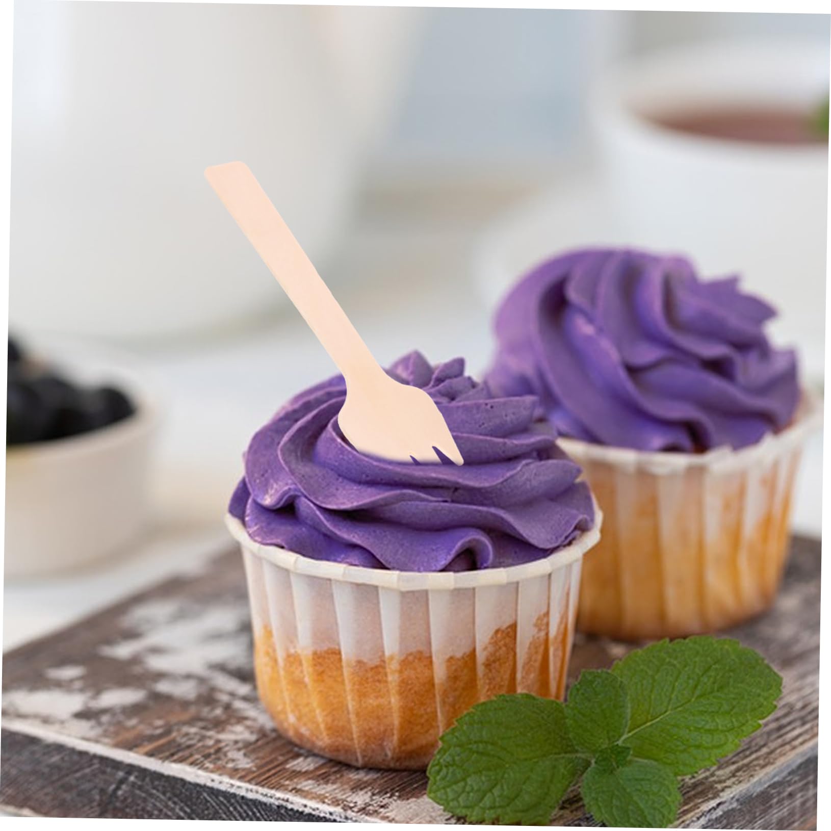 Homoyoyo 100pcs Mini Wooden Forks 4 Inches Long Natural Birch for Tasting Forks