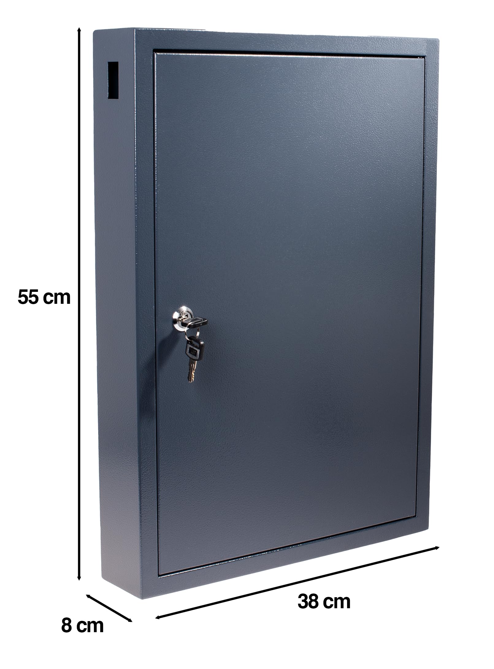 Pavo – Armoire à clés Deluxe pour 100 clés, boîte métallique avec 100 Porte-clés, Gris foncé, Dimensions : 38 x 9 x 55 cm – 8047222