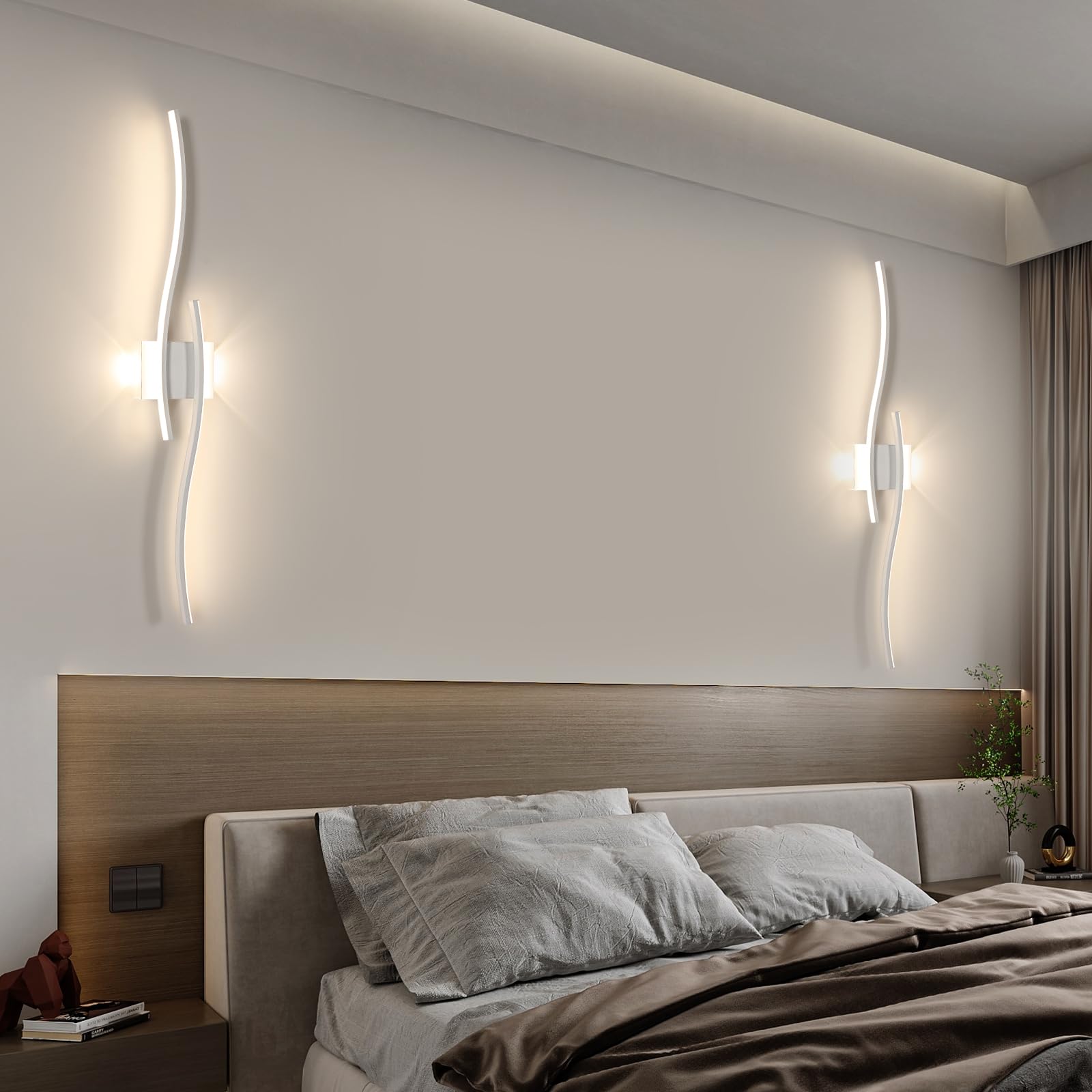 Comely Applique Murale Longue Intérieure 89.5 cm, LED Lampe Murale Blanc | 27W 3000LM, Applique Murale Interieur Moderne Design pour Chambre 4500k