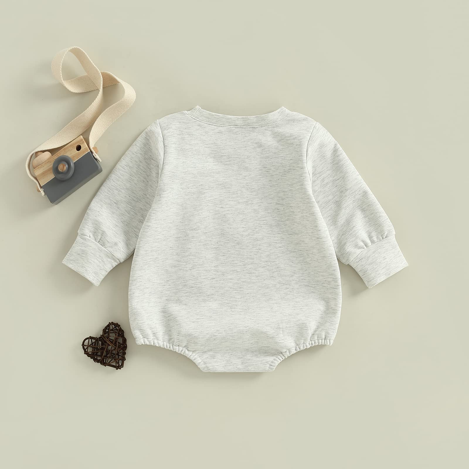 Baby Boy Girl Long Sleeve Romper Sweatshirt Football Season Letters Printed Oversized Romper Football Baby Fall Clothes (Gray My First Football Season, 6-12 Months)