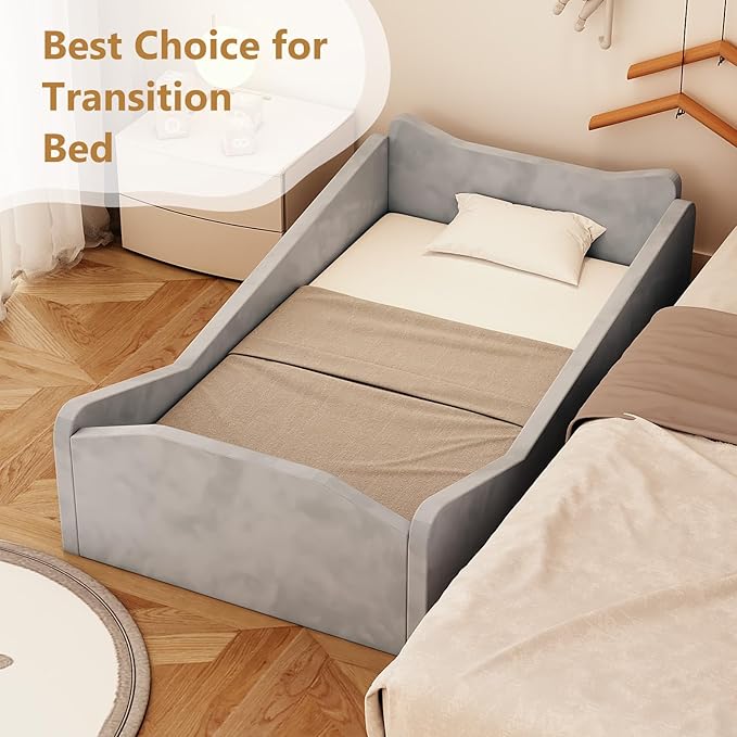 Cama Infantil JOYMOR con Barandas Suave y Forma de Orejas de Animal miniatura 3
