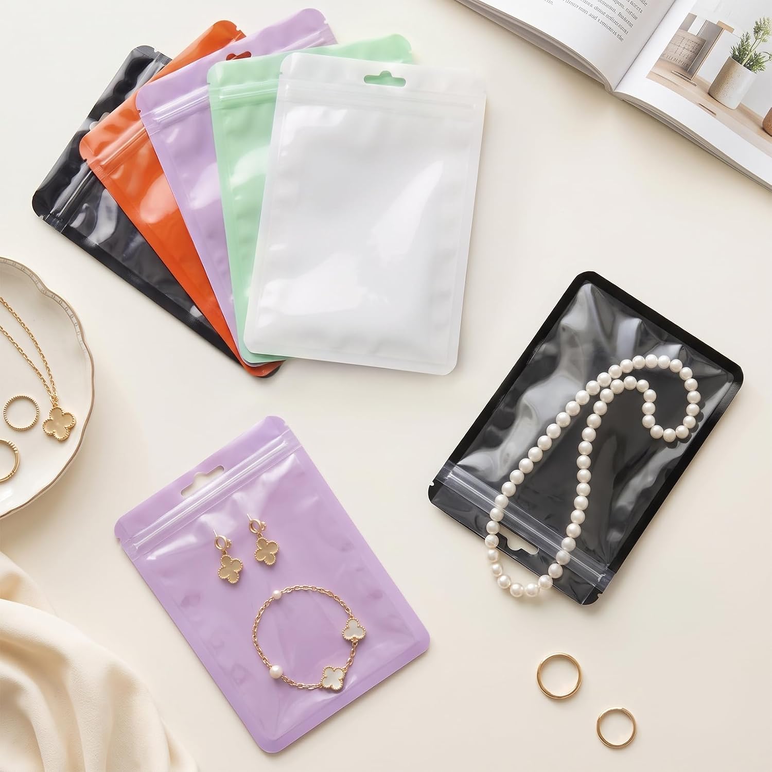 FUNFERY 100pcs Resealable Bag,Mylar Cute-Zip bag with Clear Front 3x4.7in image 2