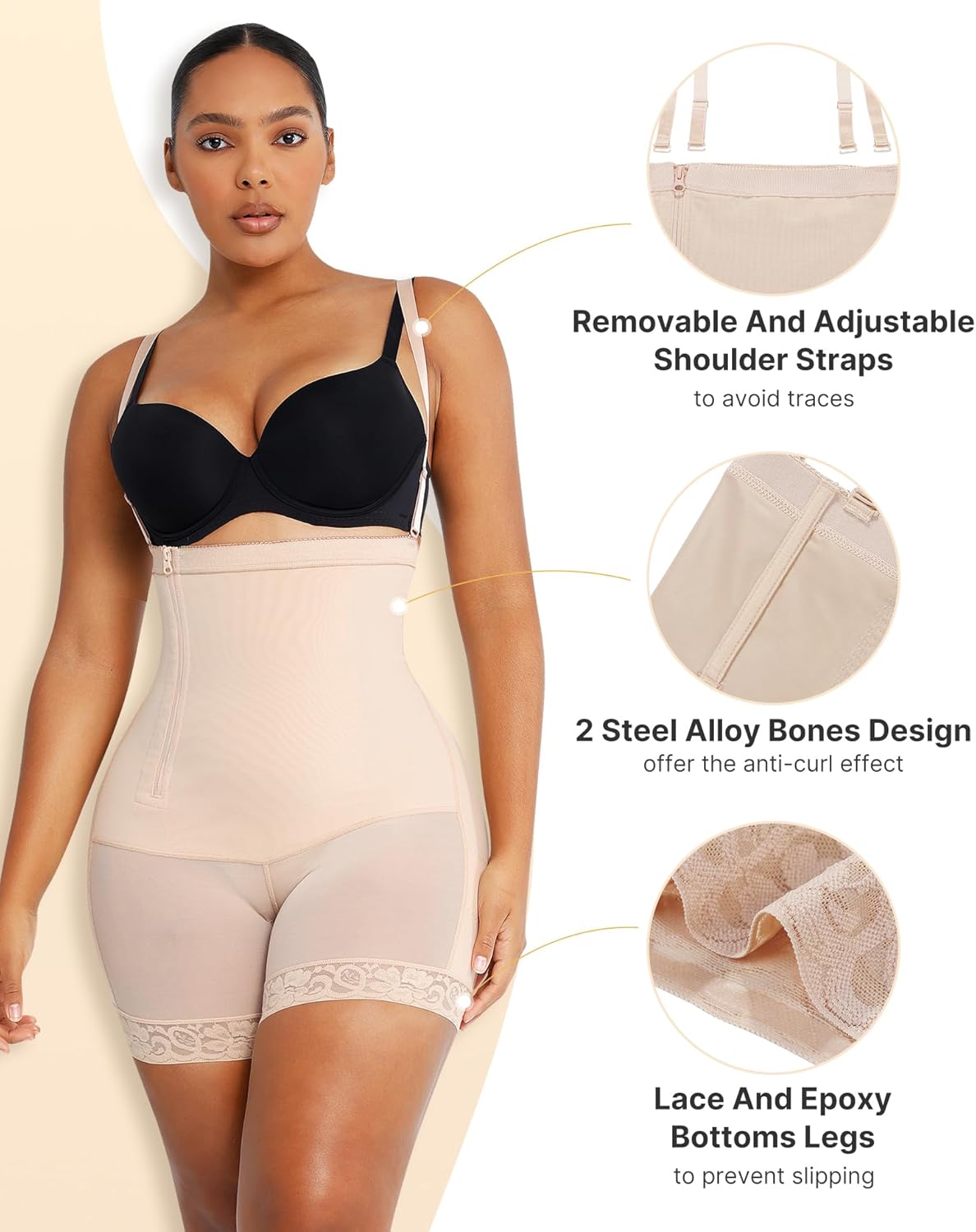 SHAPELLX Tummy Control Shapewear Faja Colombianas Side Zipper Body Shaper Plus Size Postpartum Bodysuit With Butt Lift - Image 2