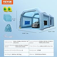 Vista 8 de VEVOR - Carpa inflable para pintar coches y camiones, gran refugio portátil con dos sopladores de alta potencia de 950W+1100W, refugio de pintura