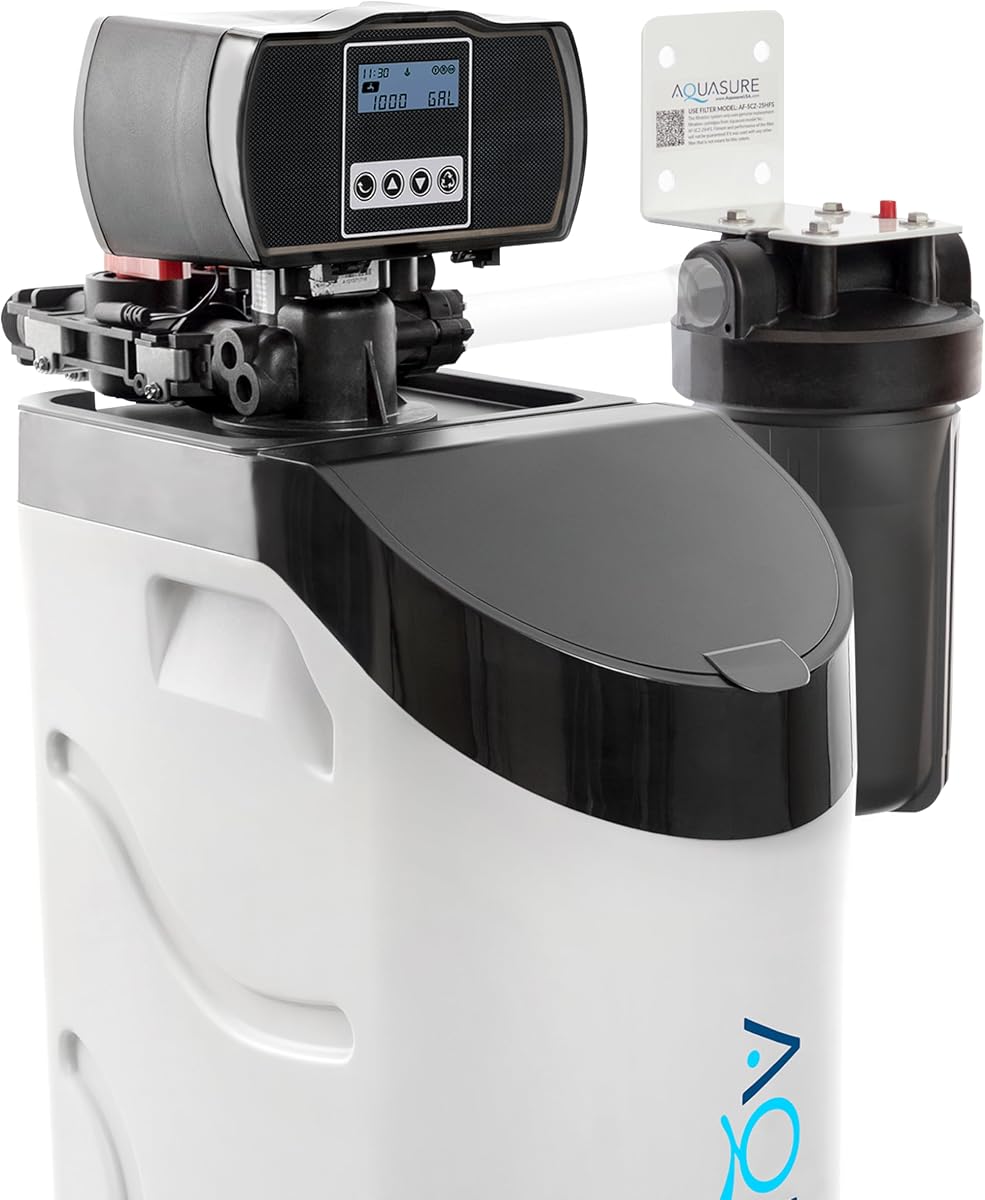 Aquasure Harmony Lite Todo en Uno Suavizador de agua para toda la casa de 34,000 granos con sistema de prefiltro de sedimentos plisados | Reduce la dureza y mejora la calidad del agua | para 1-3 baños