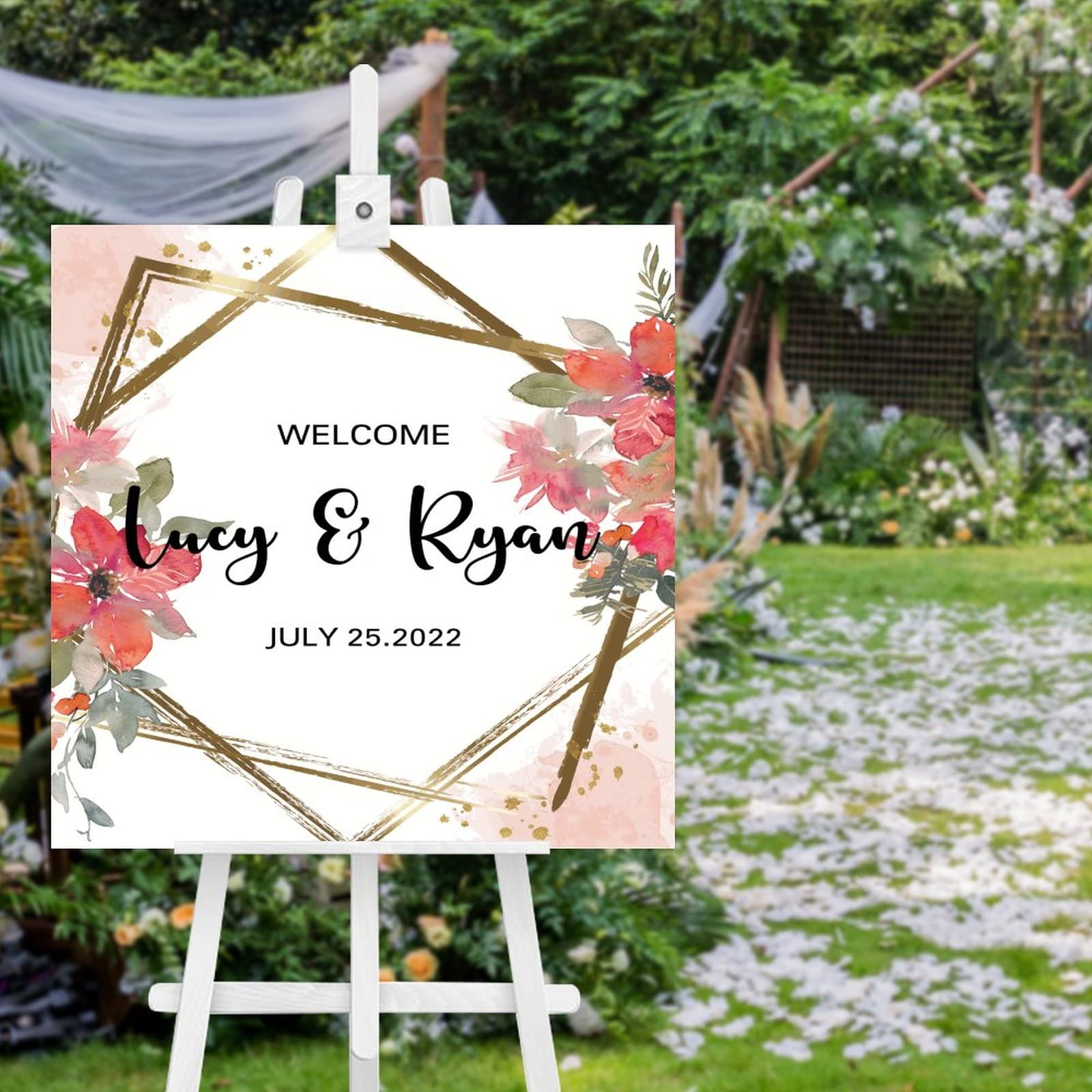 Panneau de bienvenue de mariage en bois pour entrée champêtre