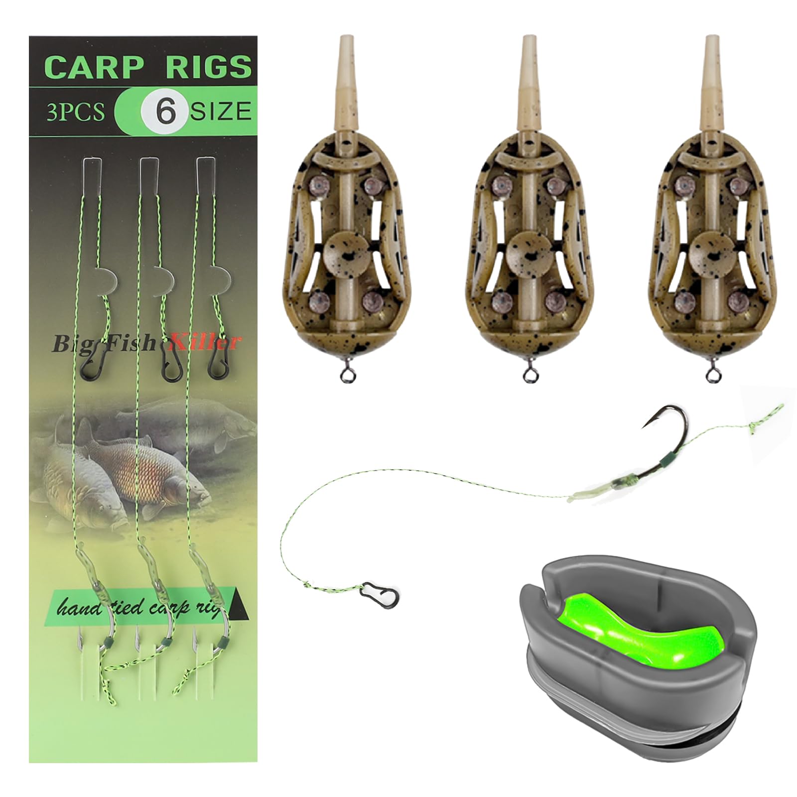 Alimentador de Pesca 3 Piezas Comederos 20/30/40g con Molde de Liberación Rápida Accesorios Carpa