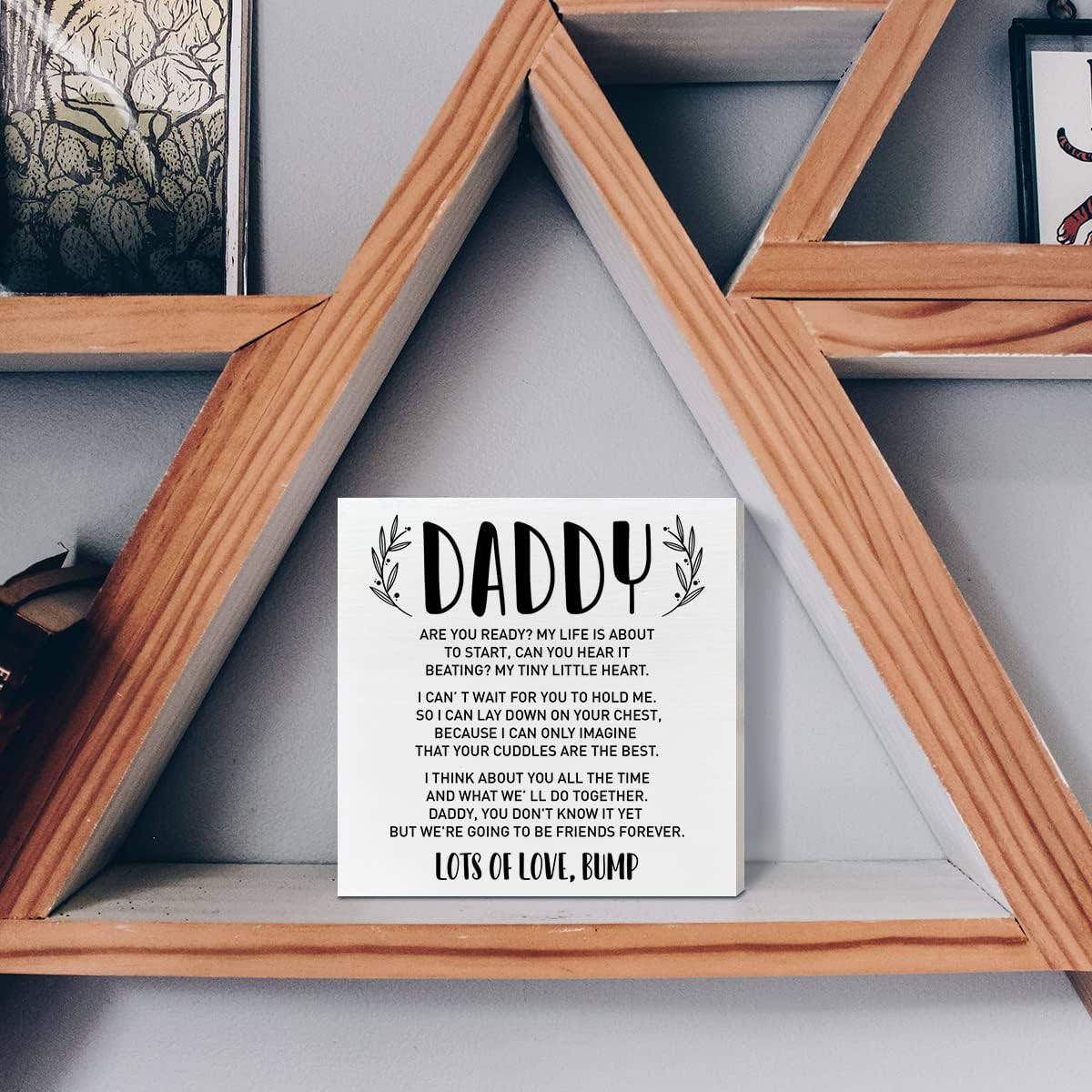 New Dad Gifts from Baby Wife, Father Daddy Dad to Be Gifts for Father's Day Birthday Christmas, First Time Dad Gifts from Baby Wife, Daddy Are You Ready, Wooden Box Sign image 5