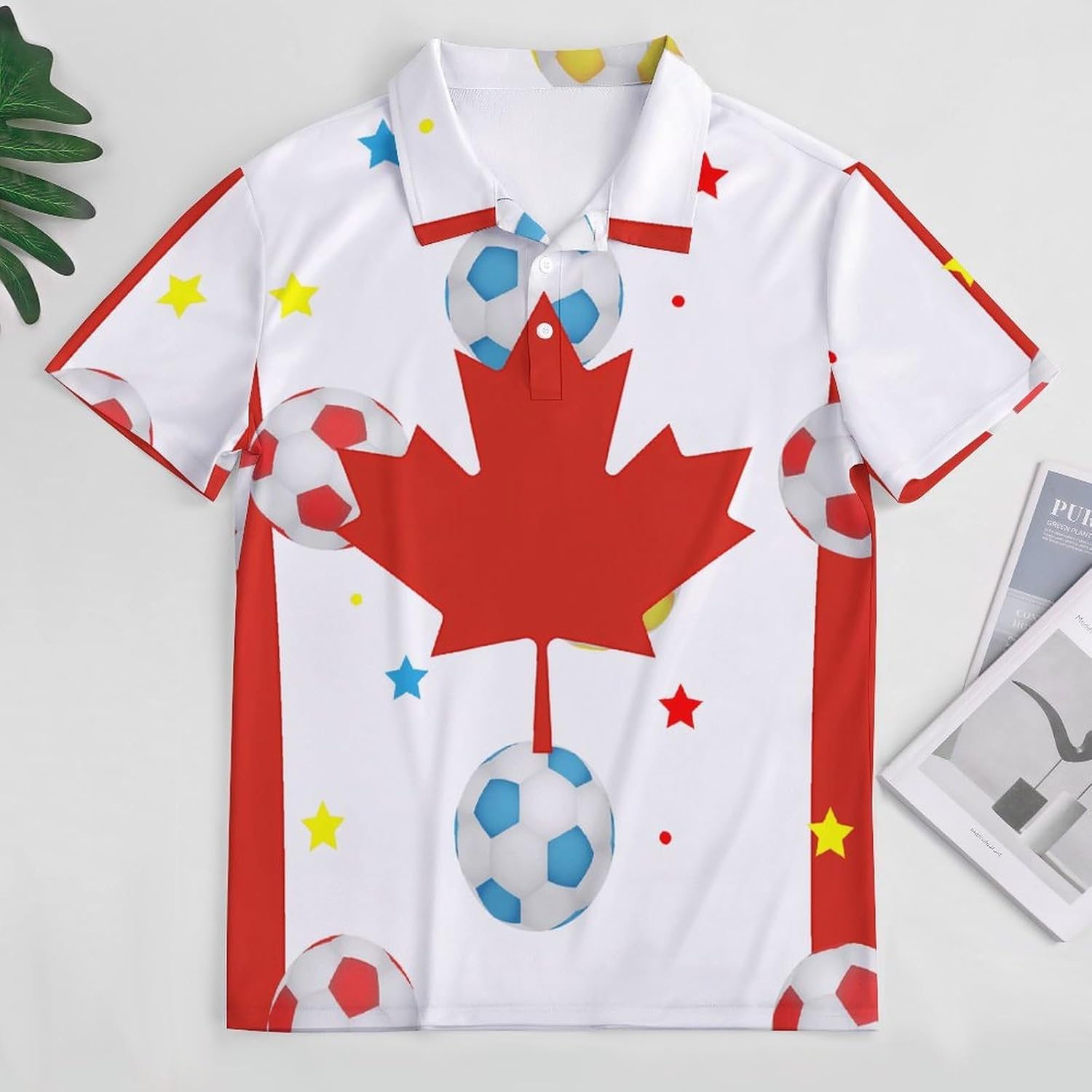 Canadian Flag Canada Soccer Men's Polo Golf Shirts Collared T-Shirt | short sleeve,three button,quick dry,machine washable,summer tee top
