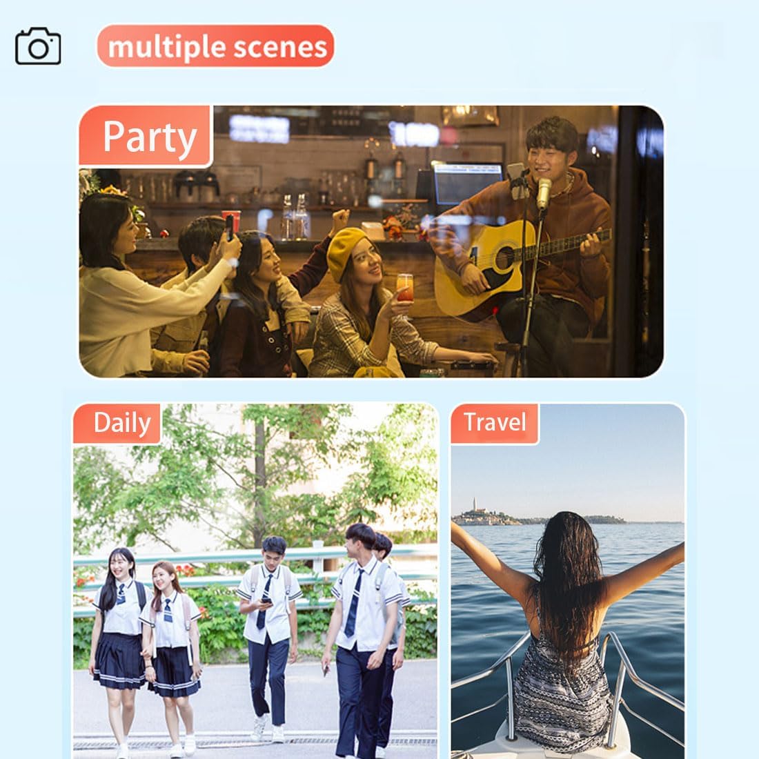 Mini Keychain Camera, Zoomu Mini Camera Keychain, 1080p HD MINI Retro Cameras with Sd Card, Support OTG Upload to Phone or Computer, Eight Filters, 100 Mins Battery Life (128GB)
