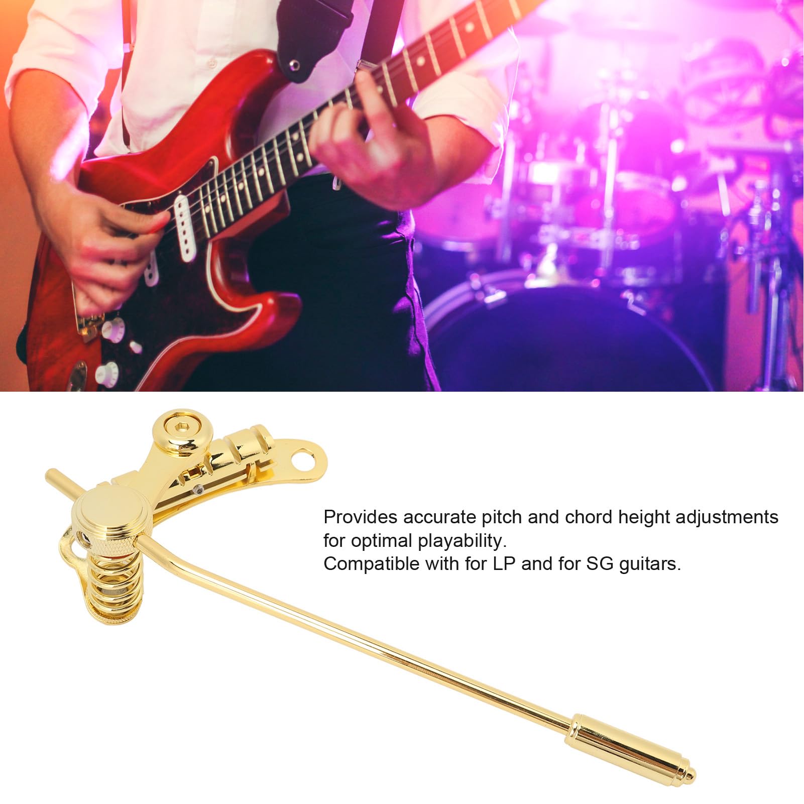 Końcówka Mostkowa Vibrato do Gitary Elektrycznej z korbą ręczną Akcesoria do Instrumentów Strunowych do Gitary LP SG (GOLD)