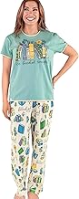 Lazy One Novelty Pajamas Two Piece Set For Women – Funny Comfy Sleepwear with Short Sleeve Top & Lounge Pants with Pockets