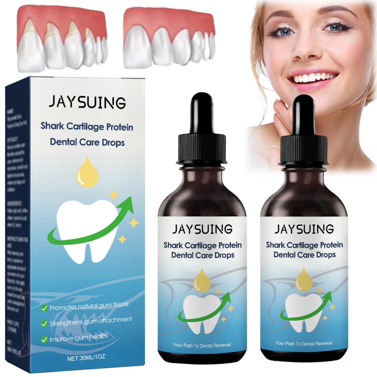 2PCS Gum Regrowth Drops,Gum Restore Liquid Drops Mouthwash,Gum Repair for Receding Gums Rejuvenate,Gum Gel Pain Relief for Oral Health,Receding Gum Treatment for Breath Fresh,Gum Receding Treatment