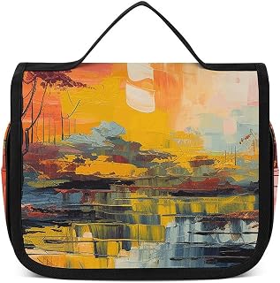 Toiletry Bag for Women Men Colorful Painting Makeup Bag with Hanging Hook Waterproof Bathroom Cosmetic Bag Large Capacity Travel Bag for Toiletries Accessories