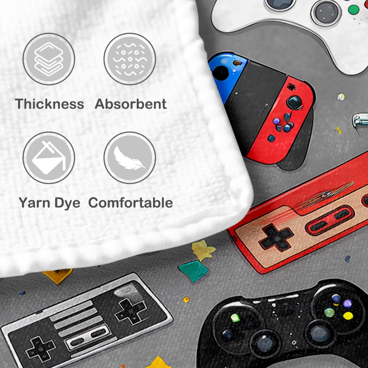 Sleepwish Kids Beach Towel for Boys Girls, Video Game Hooded Bath Towel Wrap, Teens Gaming Controller Pool Towel with Hood (Adults, 1 Piece)