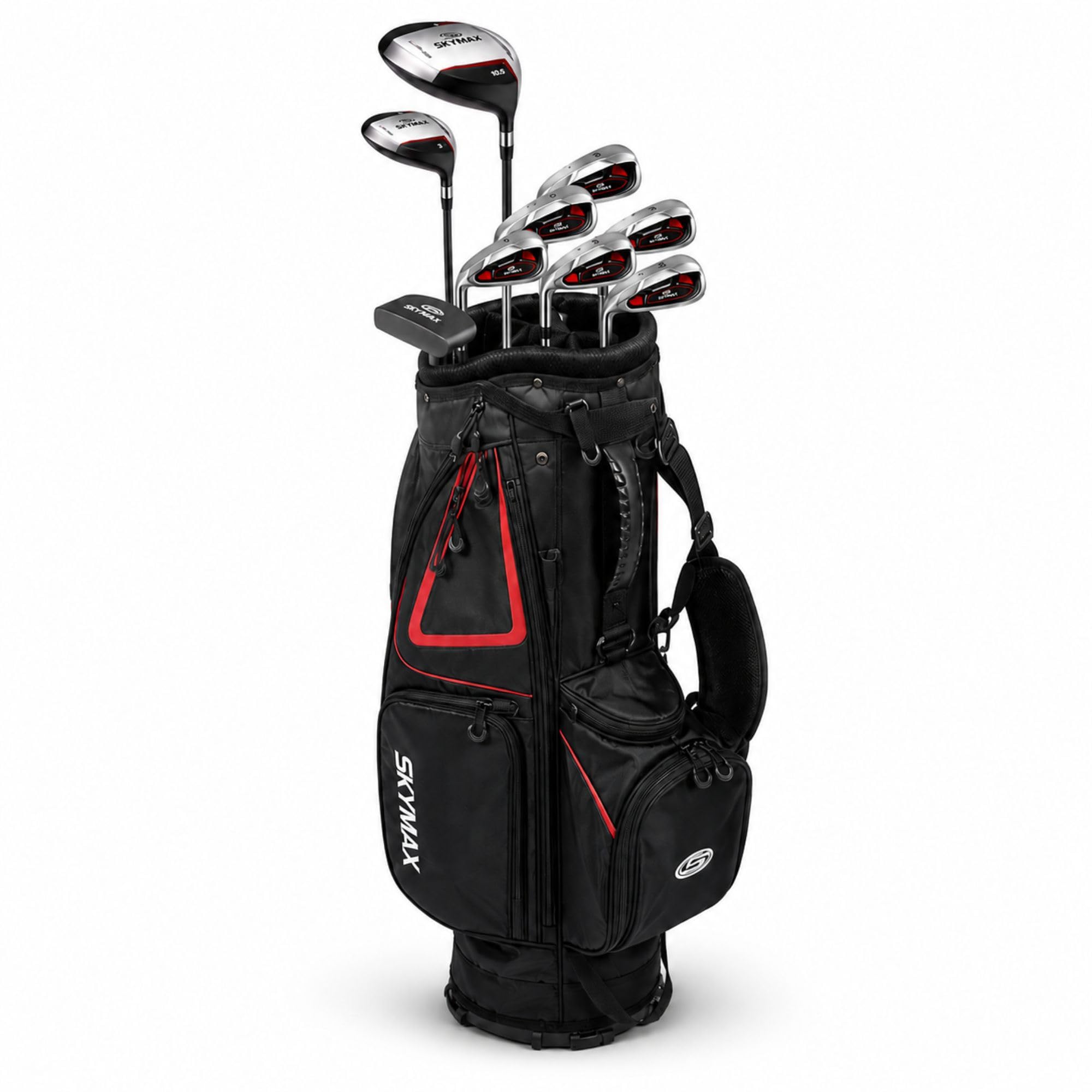 Skymax Men’s LH Boxed Golf Set Steel – Left Hand Golf Clubs with Hybrid Stand Bag, Driver, Fairway Wood, Irons & Putter