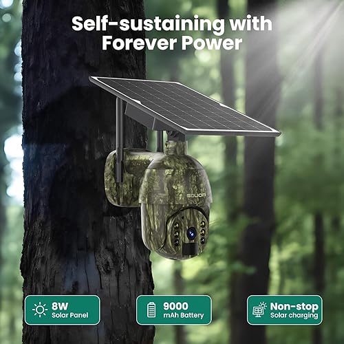 Miniatura 4 de SOLIOM S600 4G LTE Cámaras de seguridad celulares inalámbricas para exteriores, cámara de seguridad solar con inclinación panorámica de 360 °,