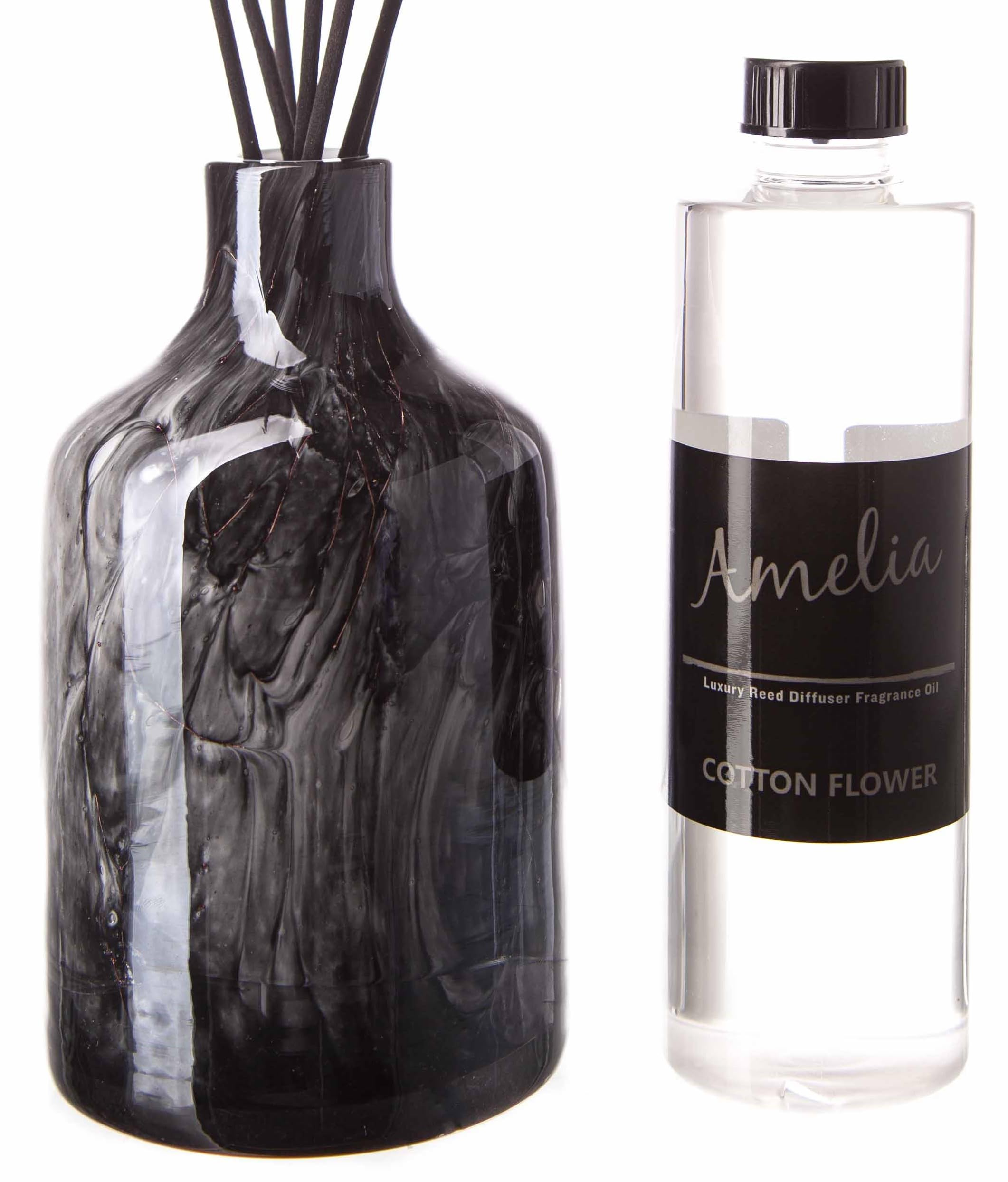 Apothecary Reed Diffuser Black marble with Cotton Flower Fragrance & Gift Bag