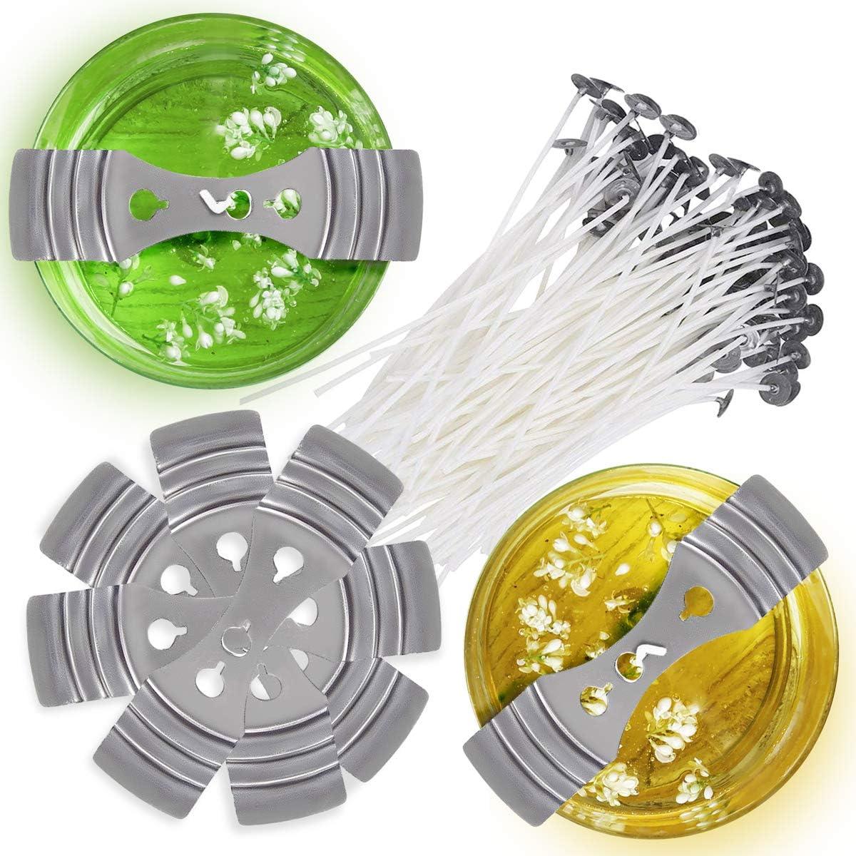 MATANA DIY Candle making Kit 15 Wick Holders & 30 PreWaxed Wicks