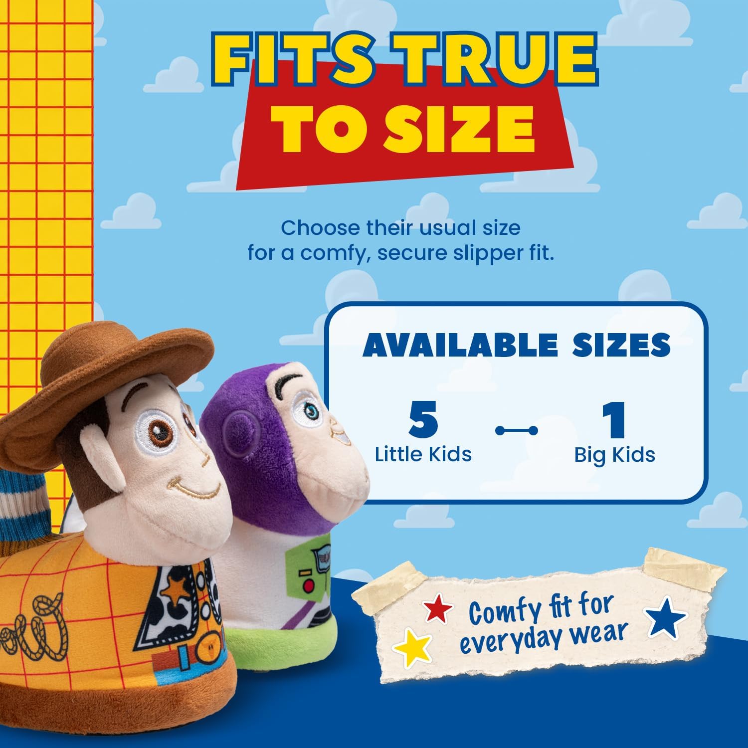 Buzz Lightyear and Woody Toy Story Slippers for Kids, Toddler House Shoes