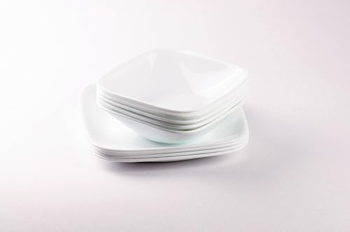 Miniatura 7 de Corelle CP-9623 Plate Plate, Plate, Width 6.5 inches (16.5 cm), Shatter-Resistant, Lightweight, Winter Frost White, Square, Small Plate, Set of 5