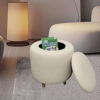 Vista 6 de Funda otomana redonda, fundas elásticas para otomanas, 2 piezas, fundas protectoras para reposapiés a cuadros suaves con parte inferior elástica