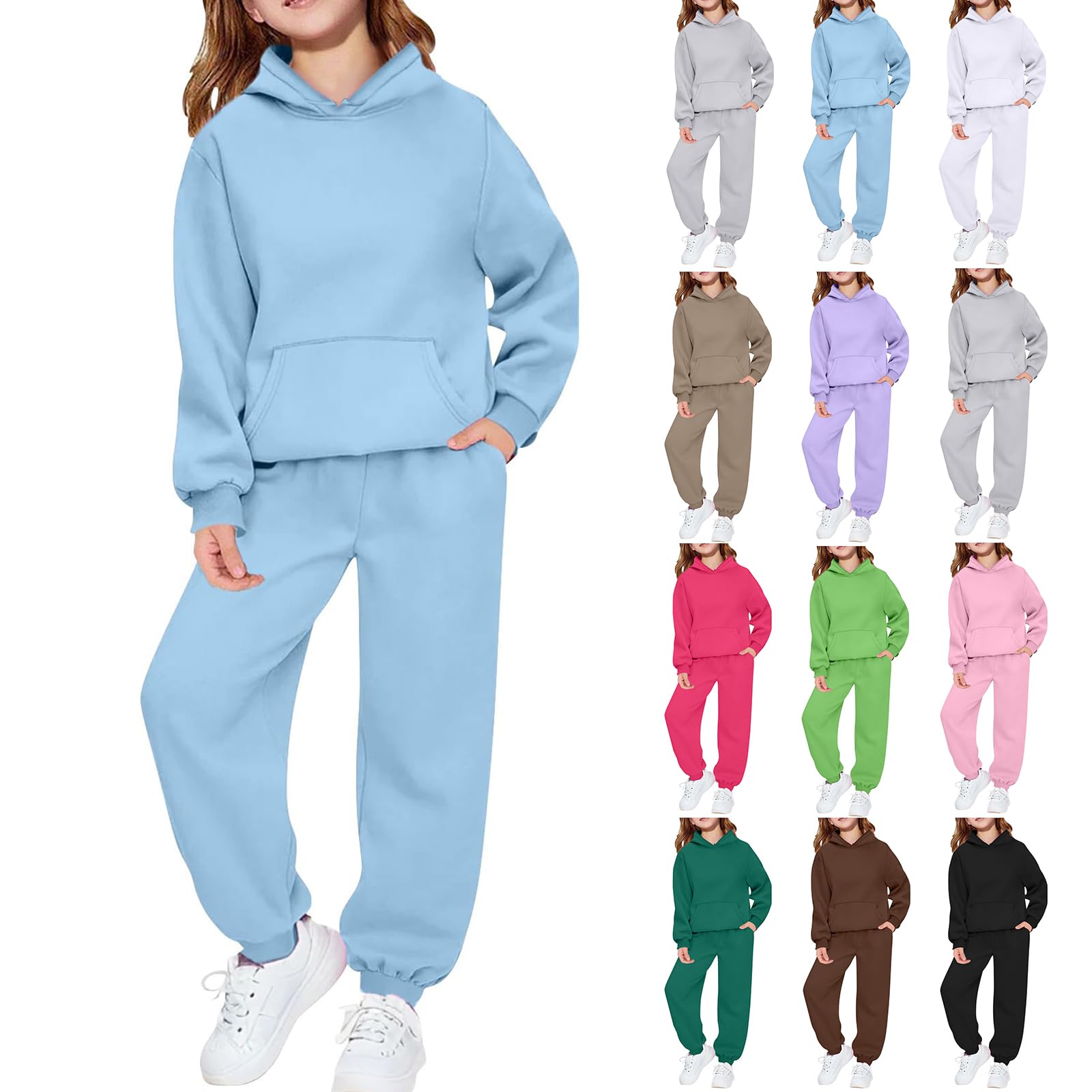 Survêtement à capuche pour enfants garçons et filles, sweat-shirt à manches longues et jogging, vêtements de sport décontractés pour l'école, les jeux et la détente 2 à 13 ans