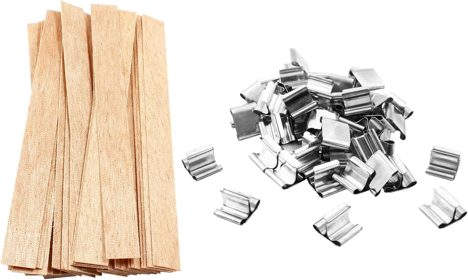 Litoexpe 50 Pcs Wood Wicks for Candles Making, 5.1x0.5 Inch Smokeless Crackling