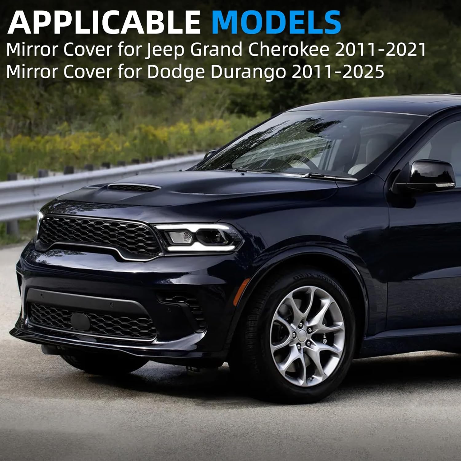 Driver Side Mirror Cover Replacement for Jeep Grand Cherokee 2011-2021, for Dodge Durango 2011-2025 - Left Side Mirror Covers, Rear View Mirror Cap Accessories Black