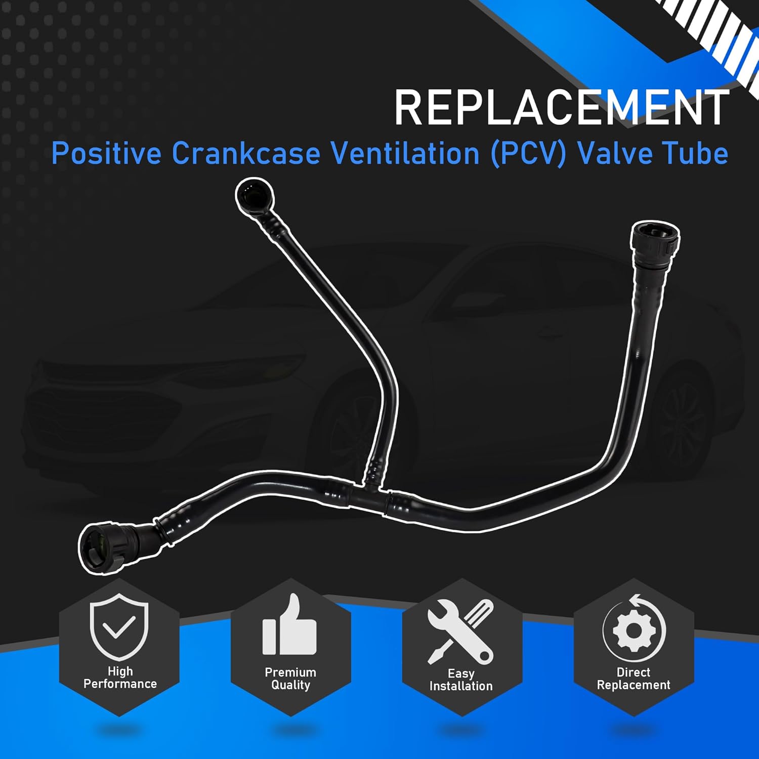 Positive Crankcase Ventilation (PCV) Valve Tube Compatible with 2016-2024 Chevy Malibu 2016-2019 Chevy Cruze 2019 Chevy Trax, 4 Cyl 1.4L Replaces 12673862 12666669