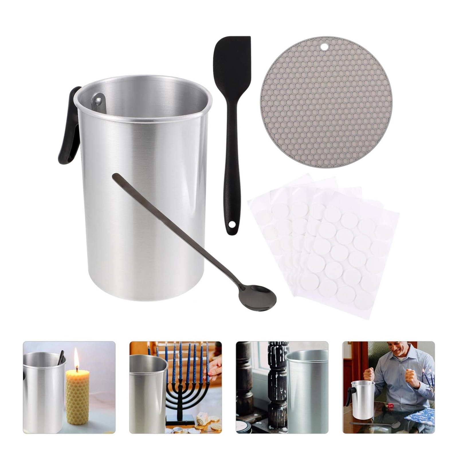 PACKOVE Set per Creare Candele Fai da Te in Acciaio Inossidabile da 3 Litri Brocca Antigoccia per Principianti e Professionisti in Occasioni Speciali Colore Casuale
