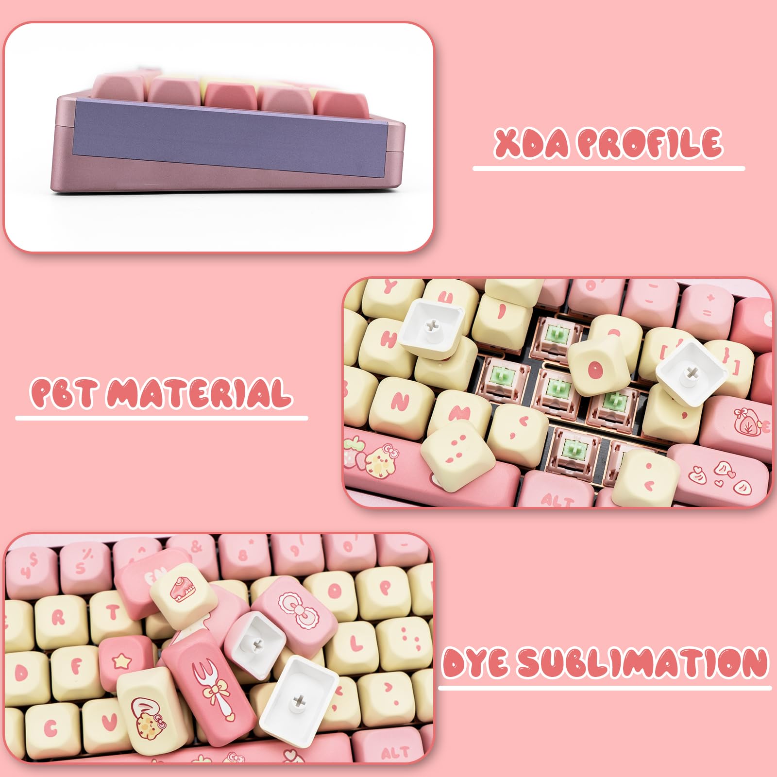 ♡KYK♡ Amazon.com: GEKUCAP PBT Cute Pink Yellow Keycaps 136 Keys