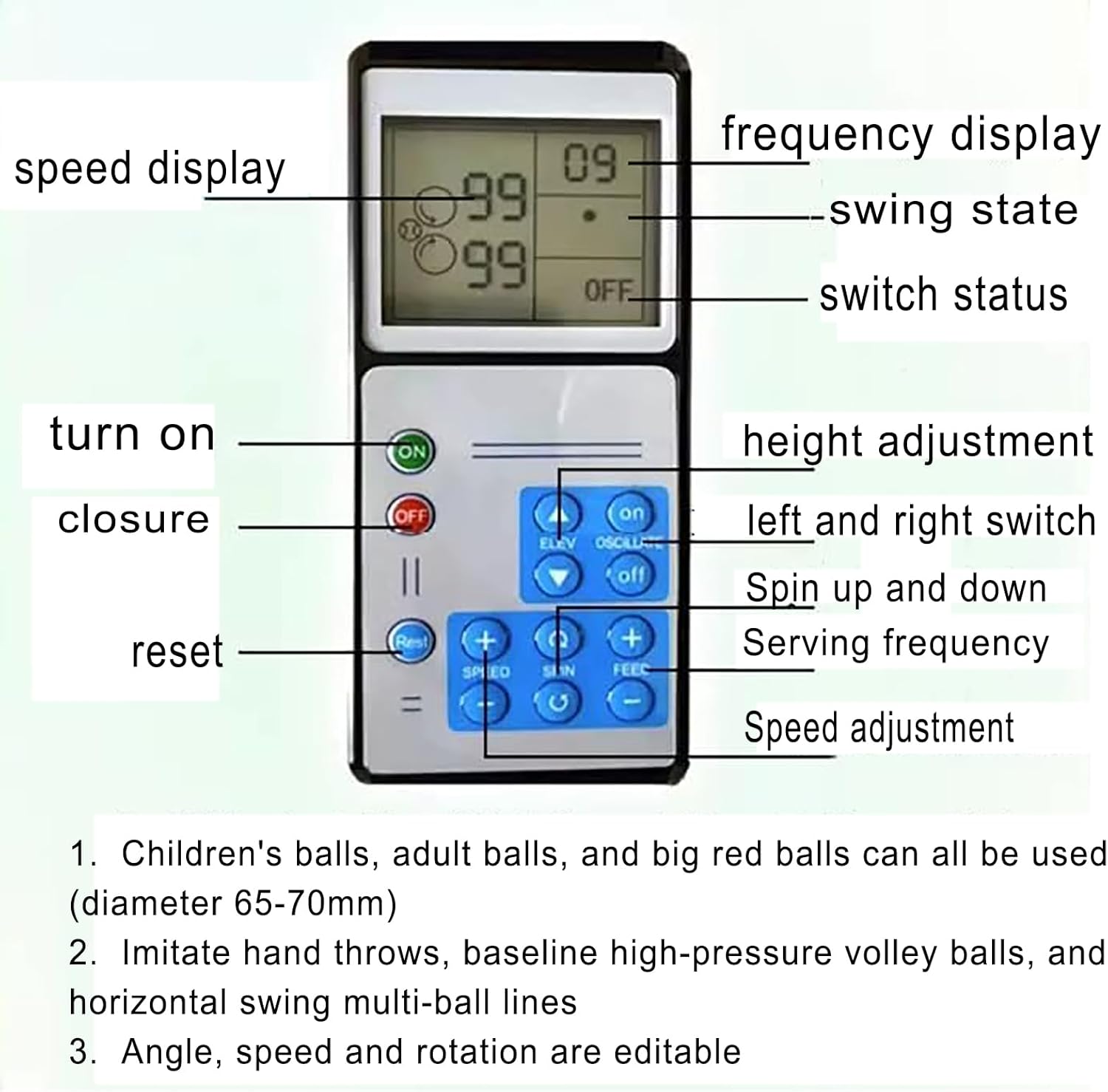 Electronic Tennis Ball Machine, Automatic Tennis Ball Launcher with 50 Large Capacity, Remote & APP Control, Launching Angle, Speed and Rotation Frequency Adjustable, for Beginners Training