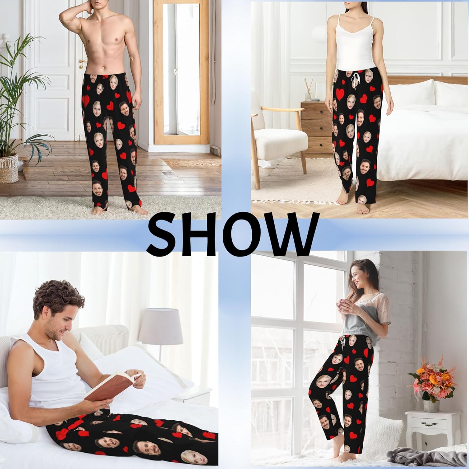 Custom Pajama Pants with Face customized PJ Pants Christmas Valentine gifts for Men Women - Image 2