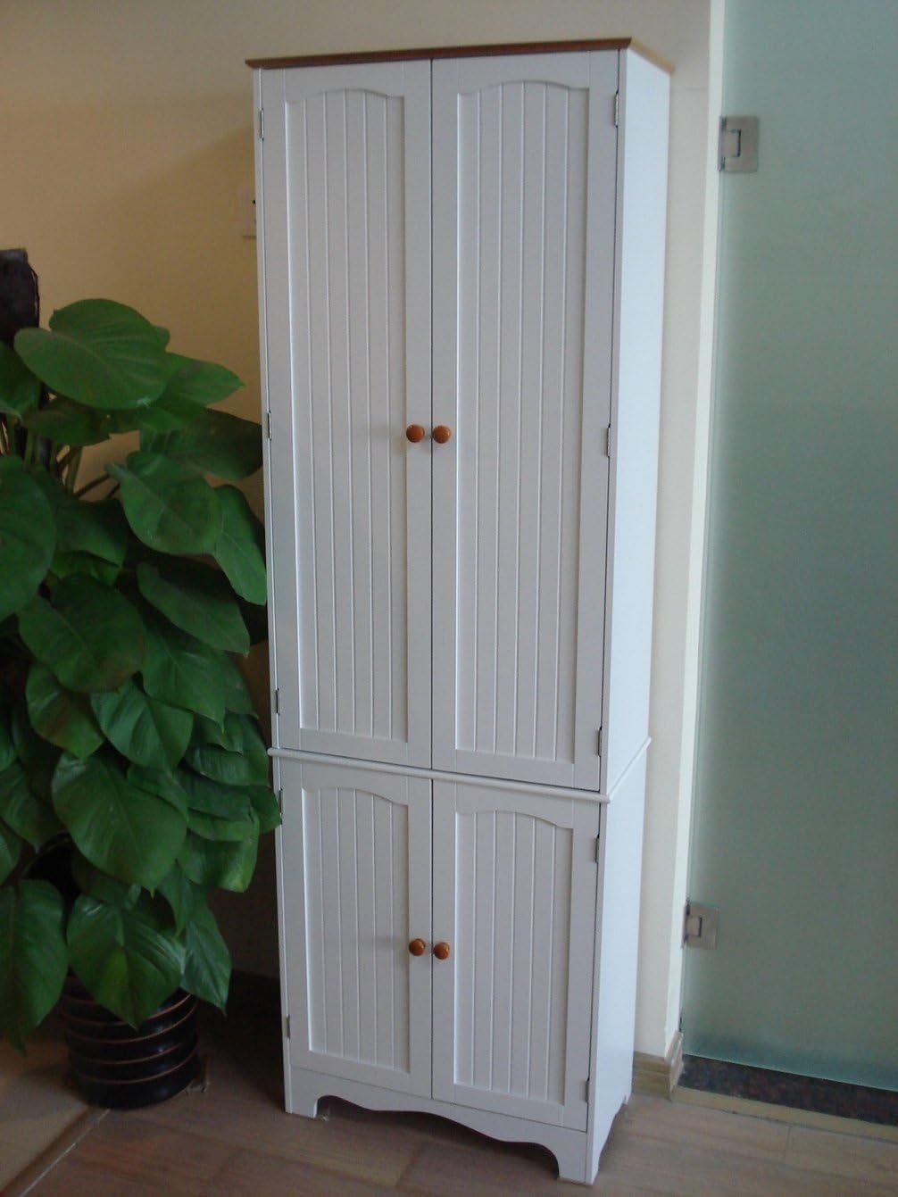 72.2" Tall Freestanding Storage Cabinet/Pantry Linen Cabinet, W:23.8" x D:11.8" x H: 72.2", White (HC-004)