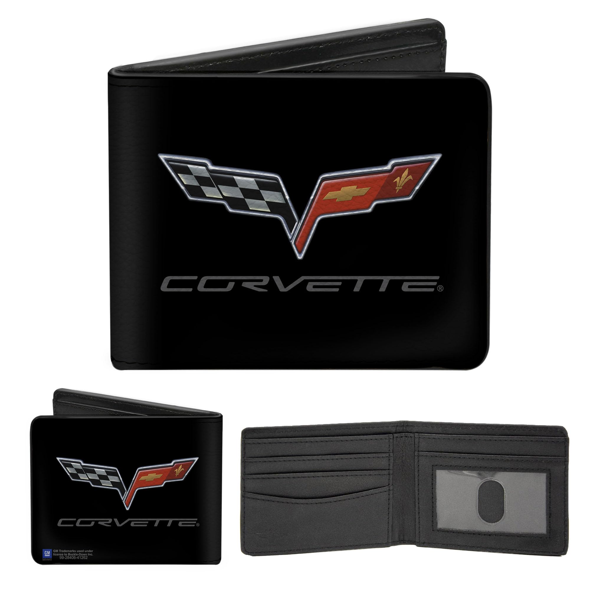 Buckle-Down Mens Pu Bifold - C6 Logo Centered Wallet, Multicolor, 4.0 x 3.5 US