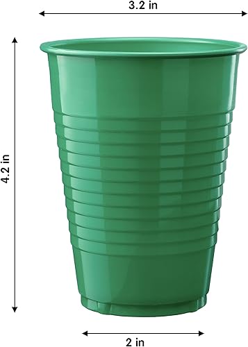 Miniatura 2 de Exquisite Vasos de plástico desechables de color verde esmeralda, paquete de 100 vasos de plástico de 12 onzas, vasos desechables de colores, vasos