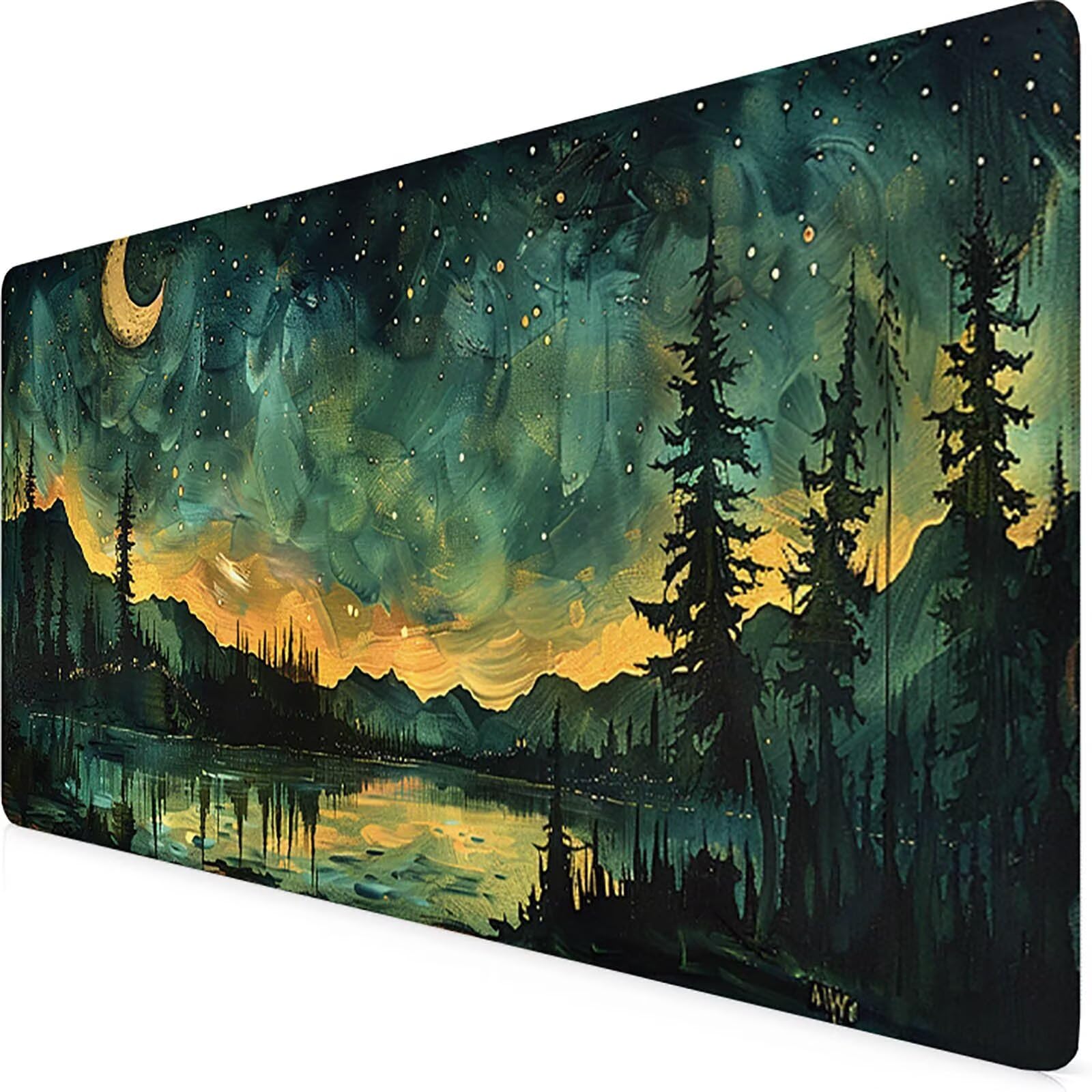 Cielo stellato Tappetino Mouse Gaming xxl 1000 x 500 mm, Tappetino Scrivania Verde Con Bordi Cuciti, Presa Stabile su Superfici Lisce, Impermeabile Antiscivolo Mouse Pad per Gaming Accessori PC x2-11S