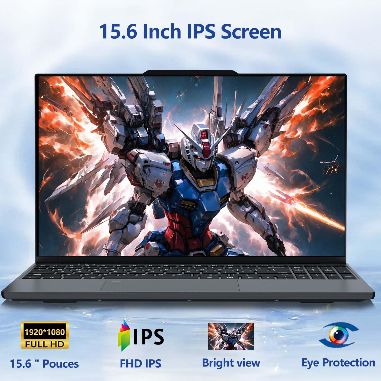 Notebook 15,6 Pollici 16GB RAM DDR4 SSD 512GB - Processore N150 (4 Core, fino a 3,6 GHz) Display IPS FHD Portatile PC Win 11 Tastiera Retroilluminata Sblocco Impronta Digitale Leggero e Potente