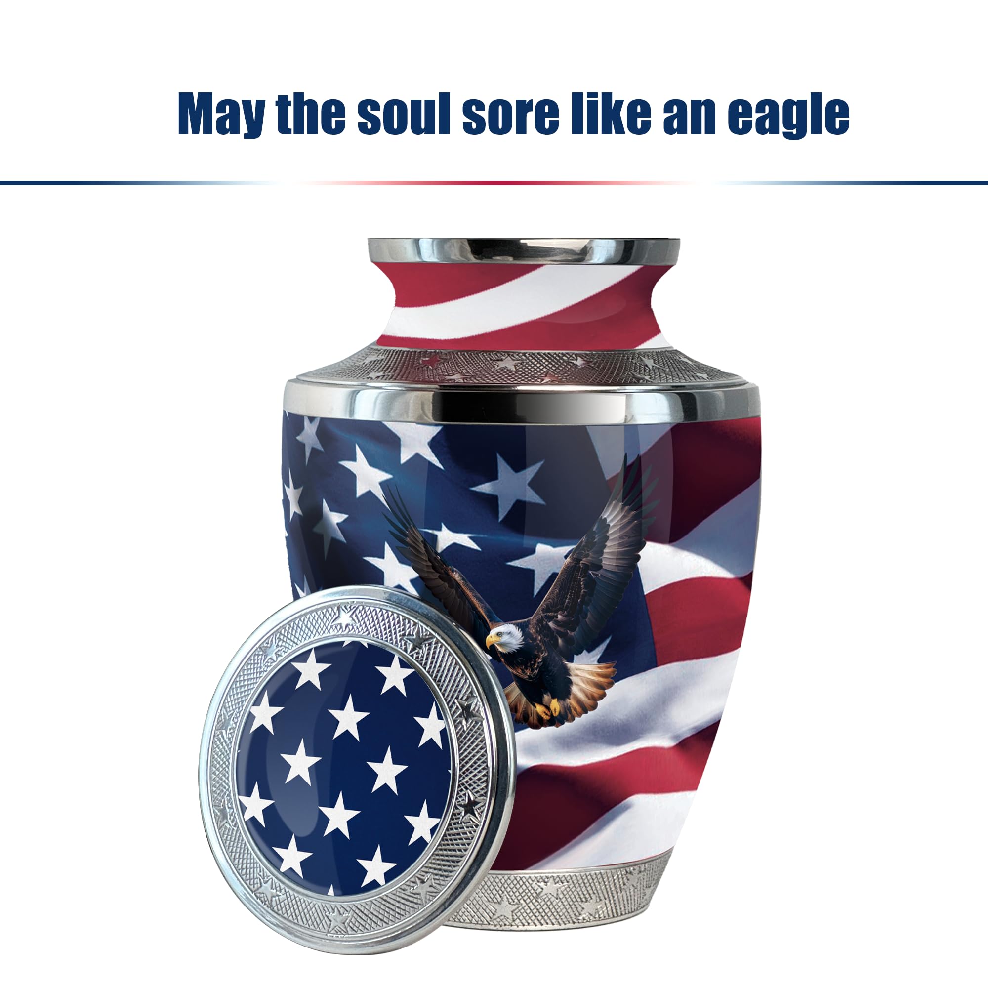 Evergreen Memorials American Flag | U.S. Flag Urn for Ashes - Large Cremation Urn for Adult Ashes Male & Female, Urn for Remains for Burial & Decoration & Funeral (Large)