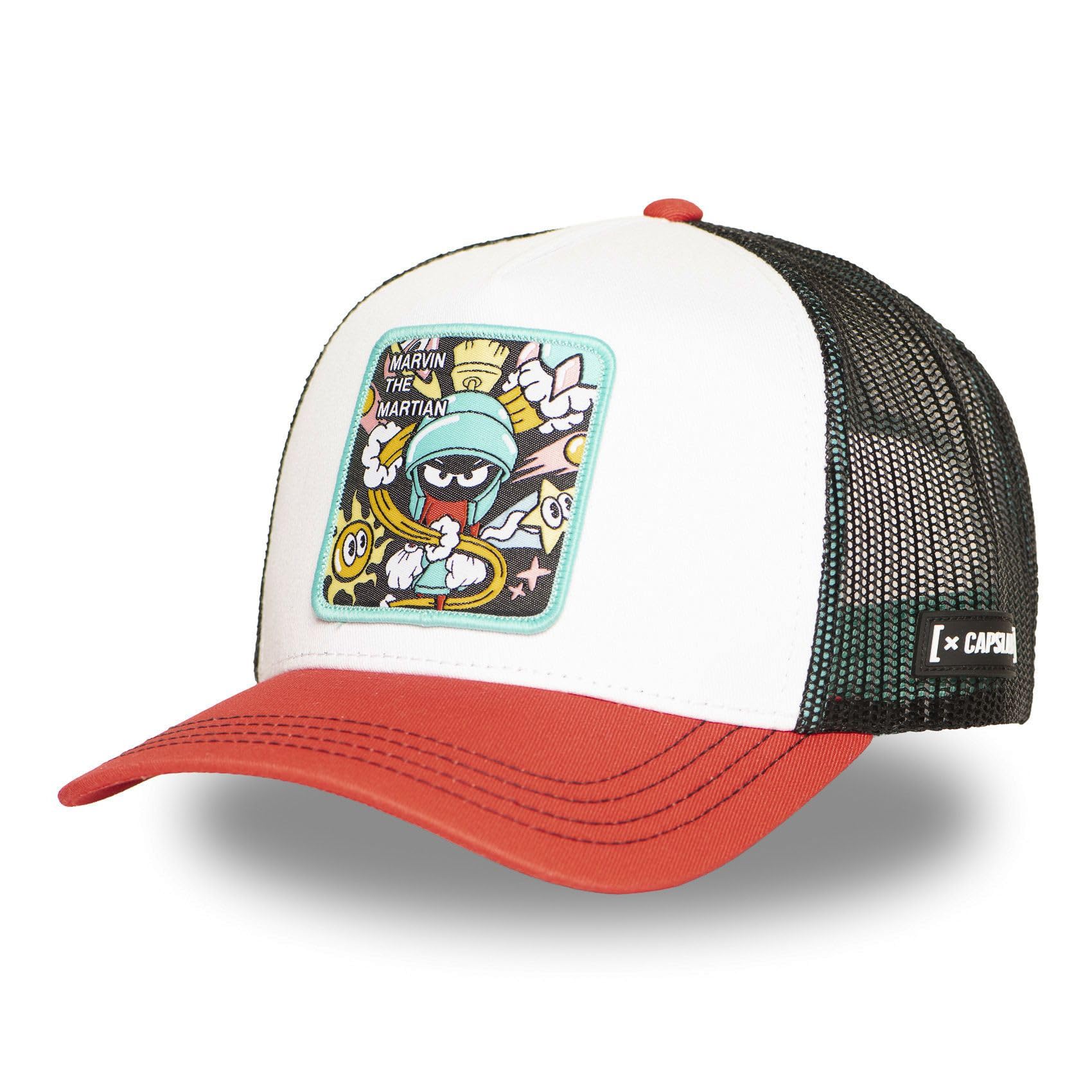 Capslab Men's & Women's Cap, Looney Tunes Trucker Cap, Adjustable by Snapback, Red/Black/White/Turquoise, One Size