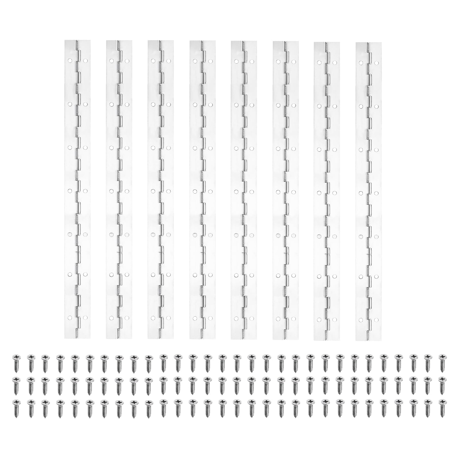 PATIKIL 14x1.2 Inch Piano Hinge,8 Pcs 304 Stainless Steel Continuous Hinge with Holes for Piano Gate Door Wooden Storage Box Cabinet Boat,Silver