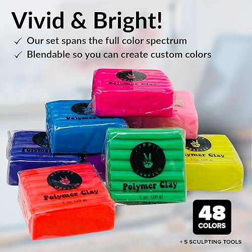 Miniatura 5 de Juego de arcilla polimérica para horno, kit de arcilla de modelado de 48 colores para esculpir, fabricación de joyas, cuentas, aretes, moldes y