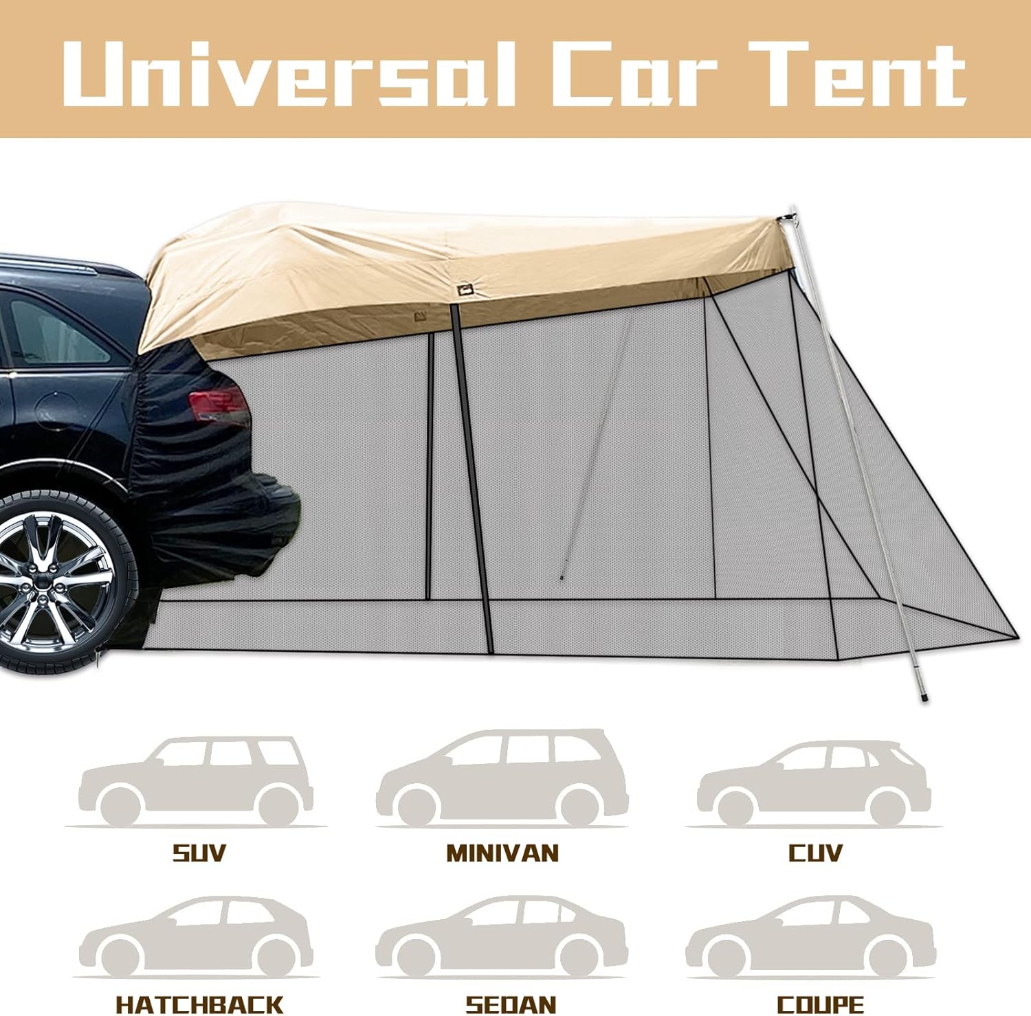 Car Awning Sun Shelter with Mosquito Net,Portable Outdoor Camping Car Travel,Roof Tent,Universal Car Rear or laternal Door of The car Tent Car Awning Sun Shelter with Mosquito Net,Portable Outdoor Camping Car Travel,Roof Tent,Universal Car Rear or laternal Door of The car Tent