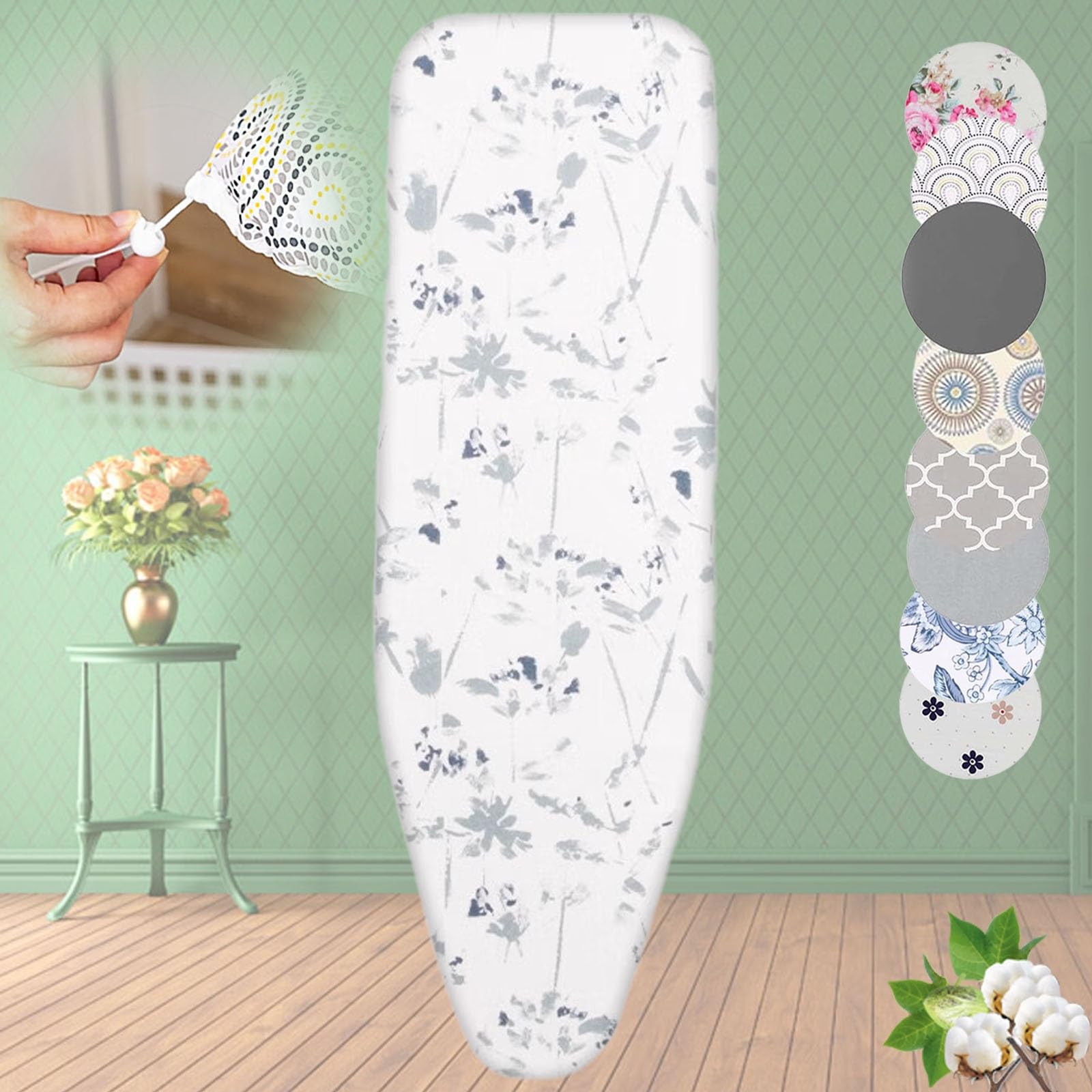 Funda para tabla de planchar resistente, 128 x 40 cm, funda acolchada de repuesto con cordón, se adapta a mesas de planchar estándar, diseño de ramas de árbol, duradera y fácil de usar