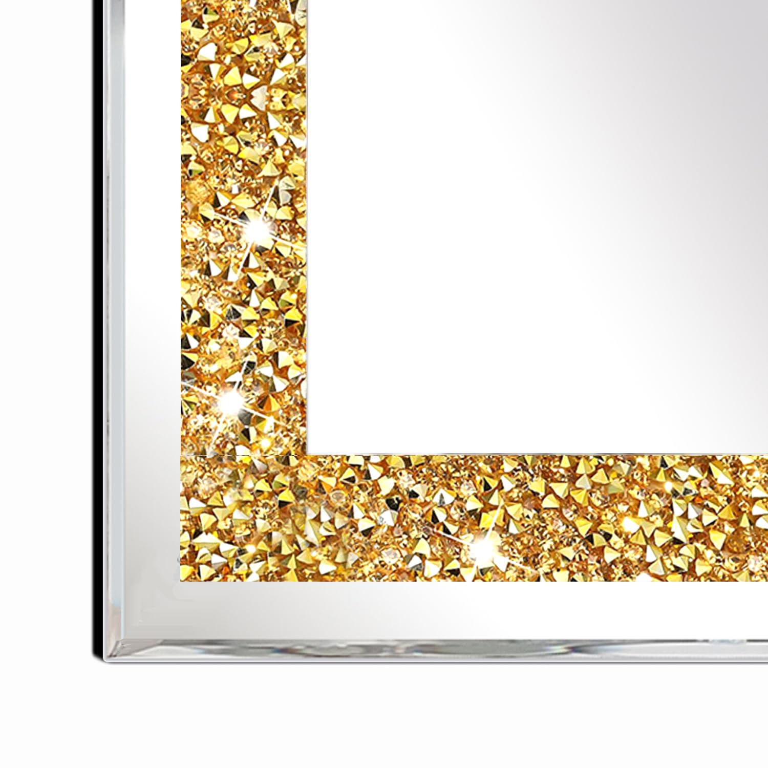 ZOLAPI Lot de 2 miroirs muraux en cristal avec strass et diamants pour couloir, accents dorés, pour salle de bain, chambre à coucher, 27,9 x 38,1 cm