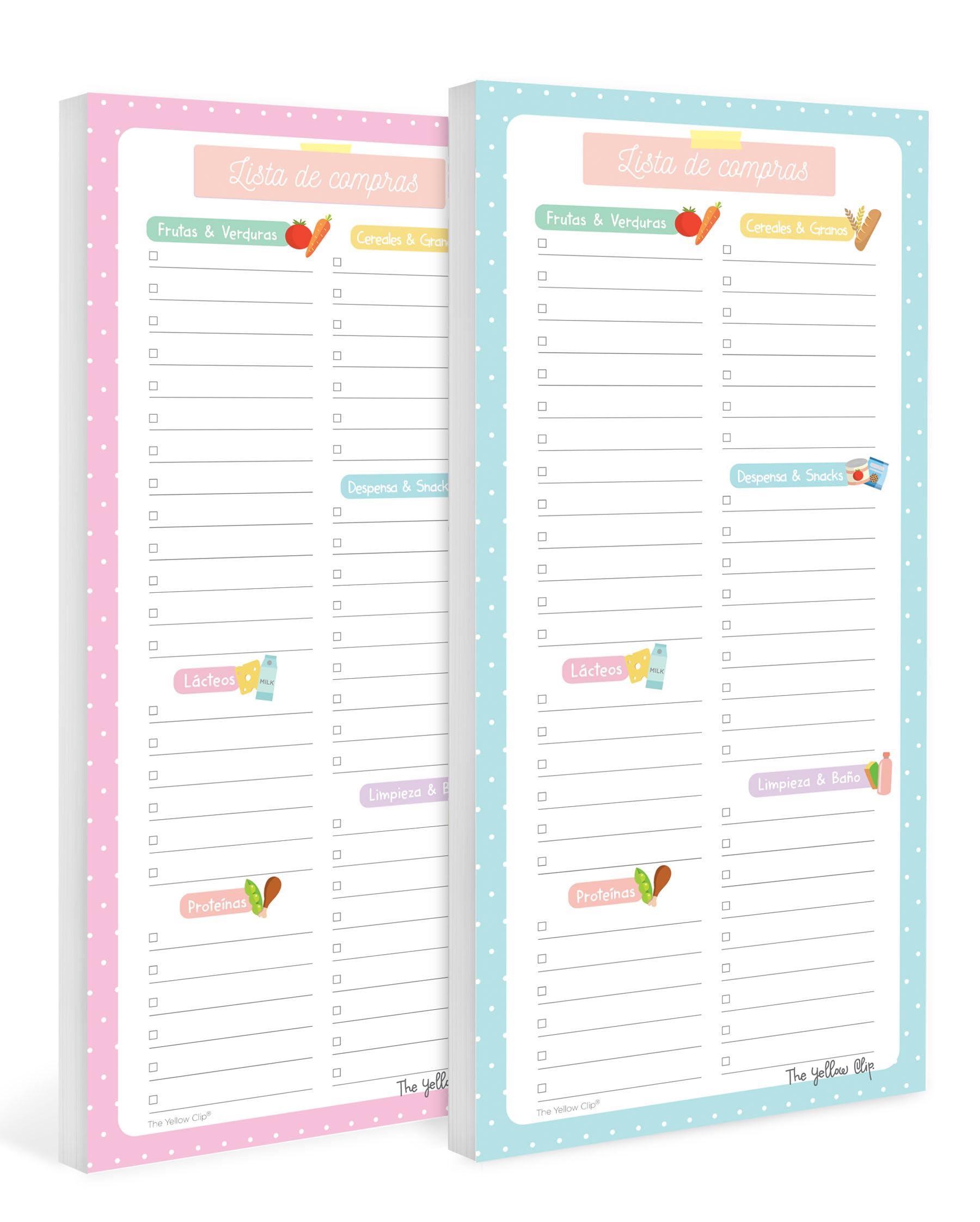 2 Listas del súper con imán para refri (Rosa/Azul)