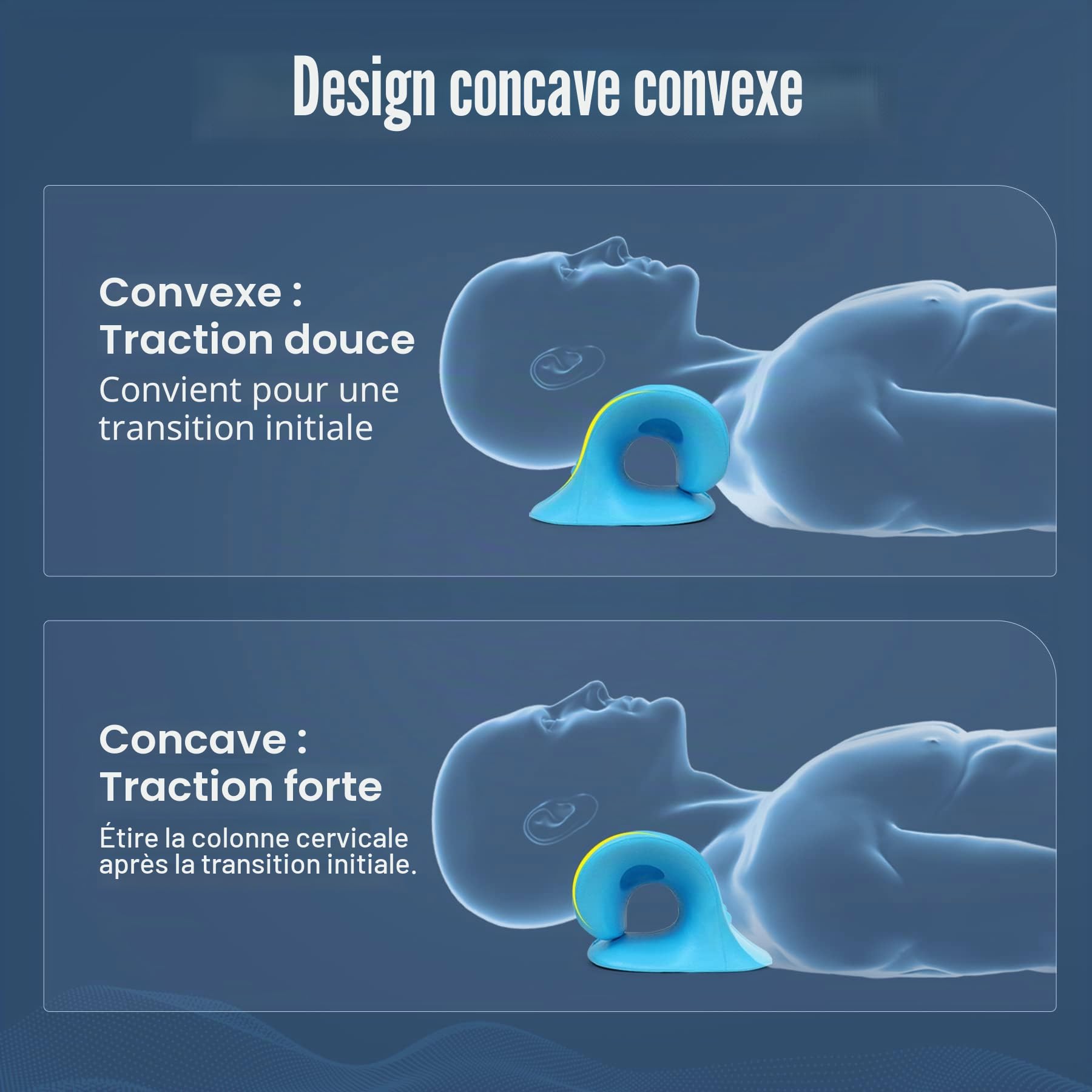 Étireur de cou, relaxant pour le cou et les épaules, pour soulager la douleur, dispositif de traction cervicale, oreiller pour relaxation musculaire et soulagement de la douleur TMJ (bleu)