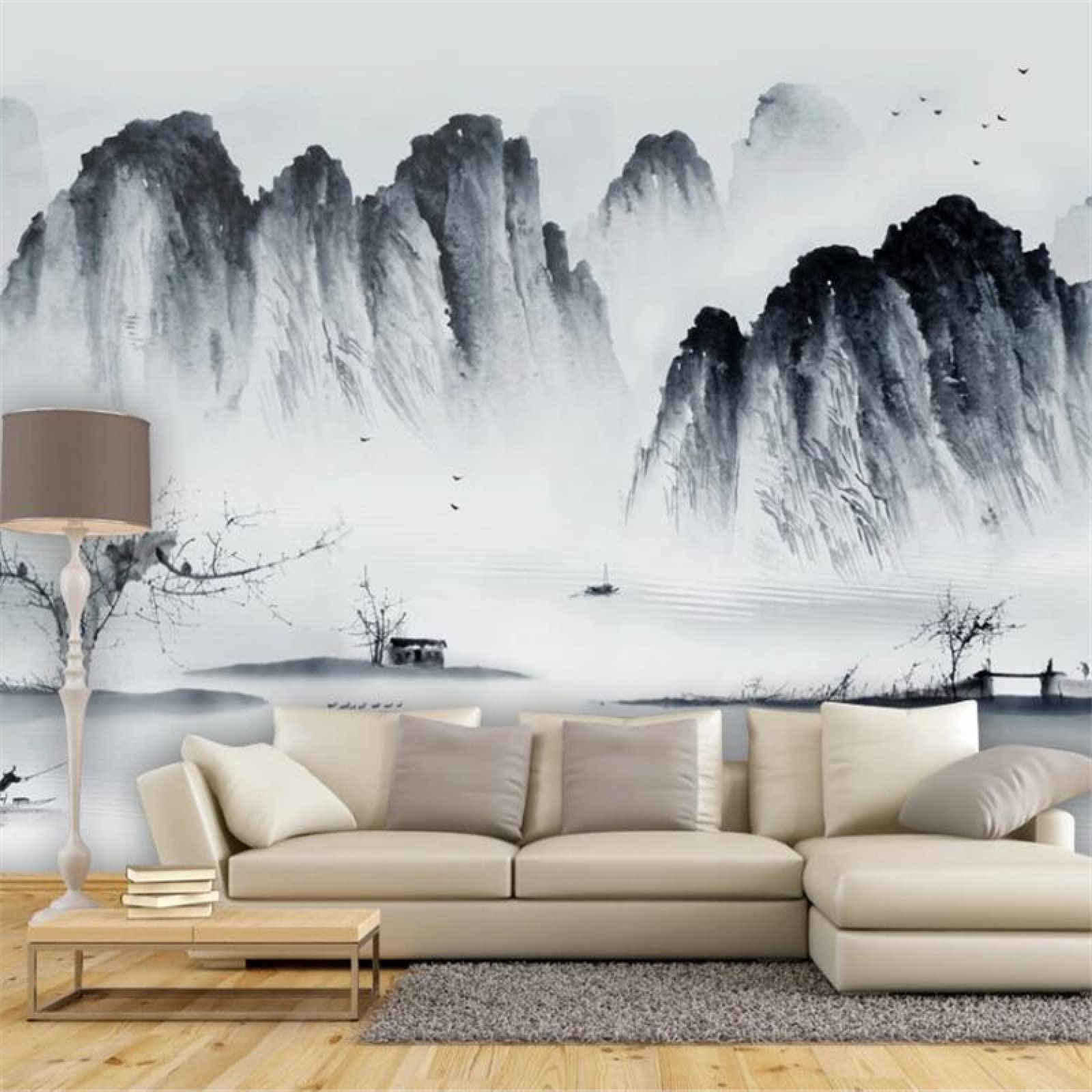 Amazon | 中華風風景画壁の壁画の壁紙、幼稚園の寝室のリビングルーム